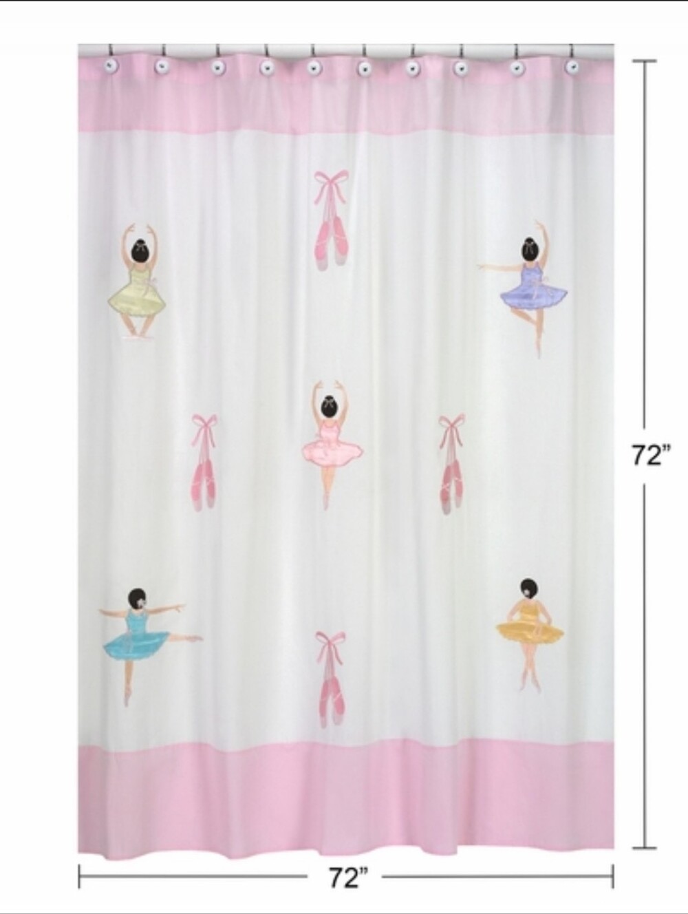 Sweet Jo-Jo Kids Ballet Shower Curtain - Pink and Pastel Dancers